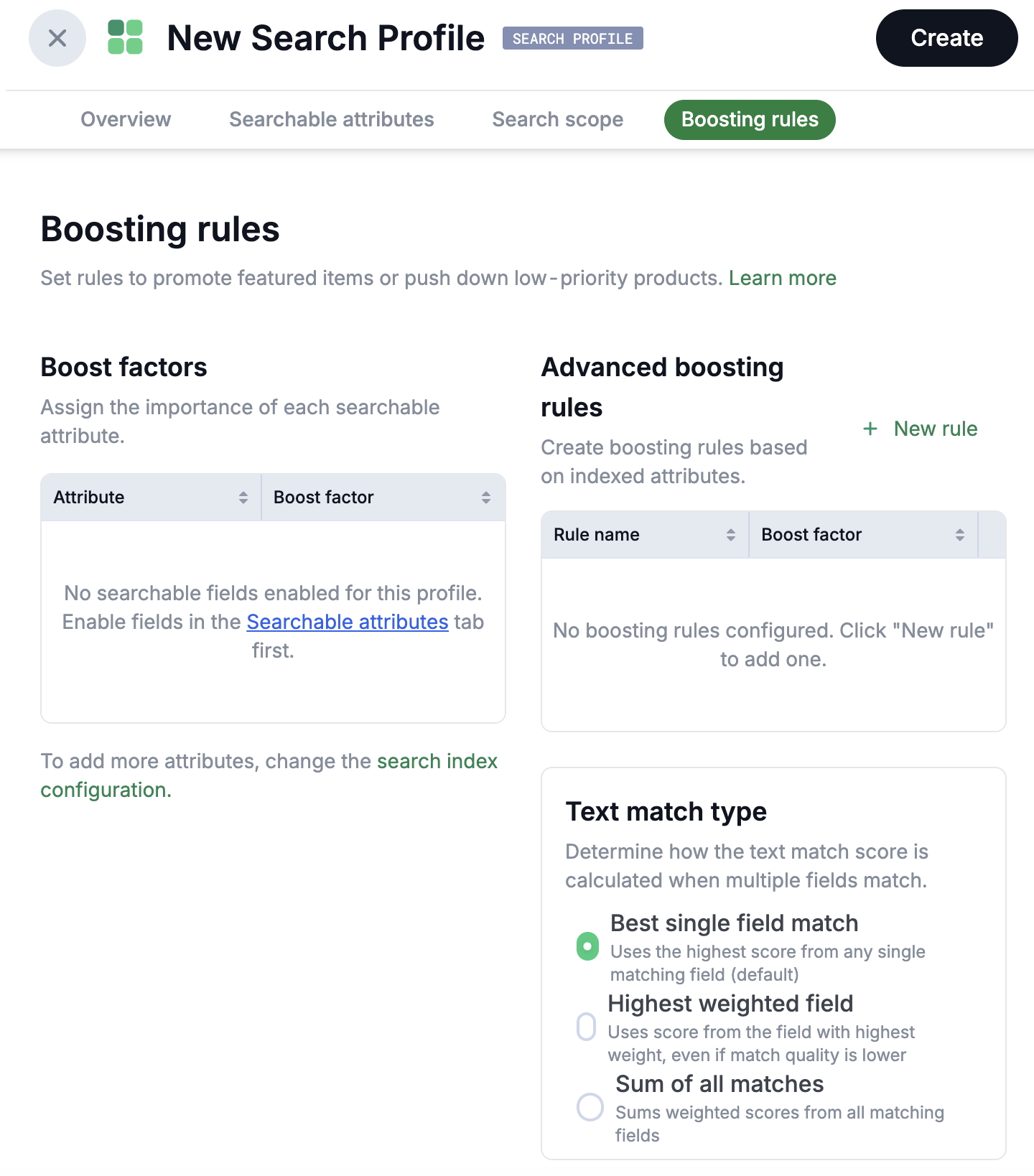 Boosting rules configuration