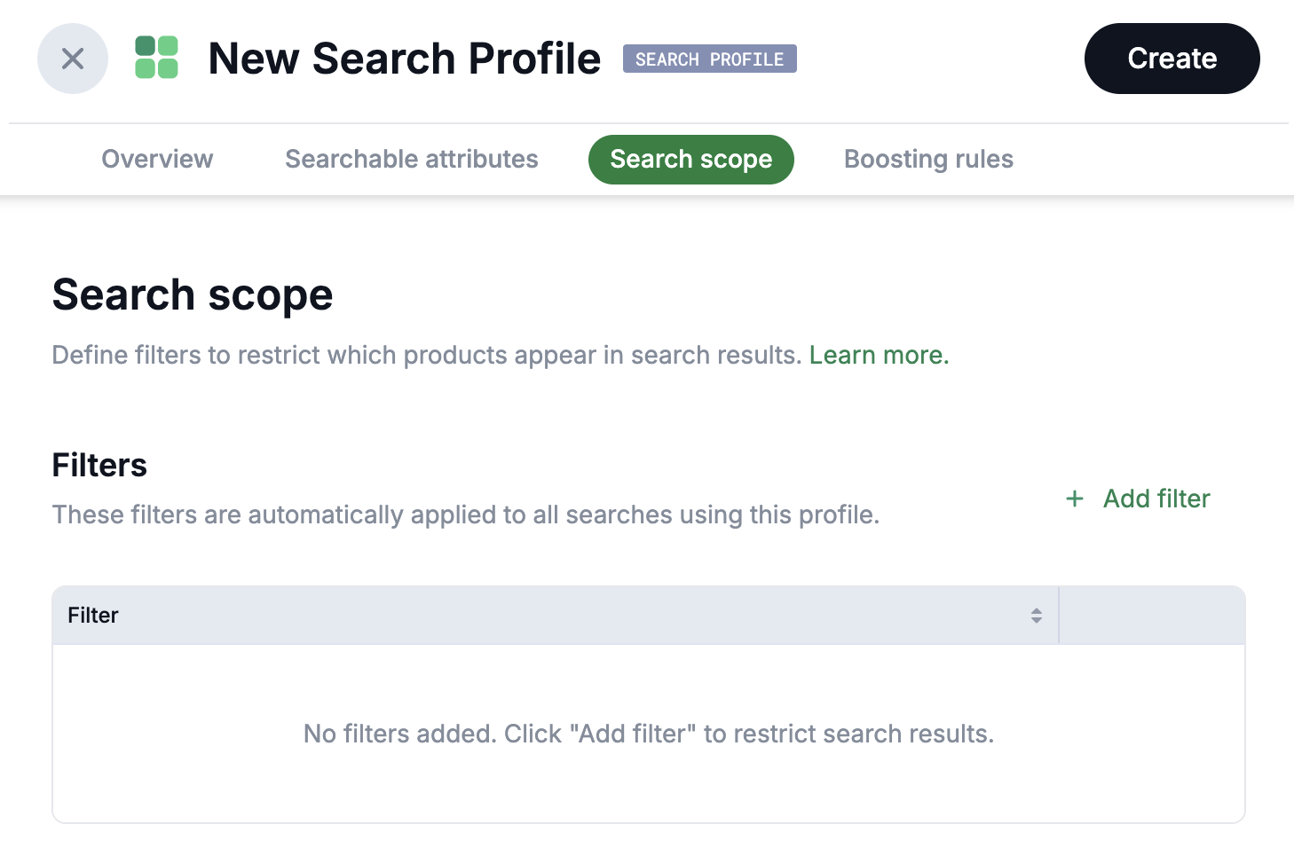 Search scope filters
