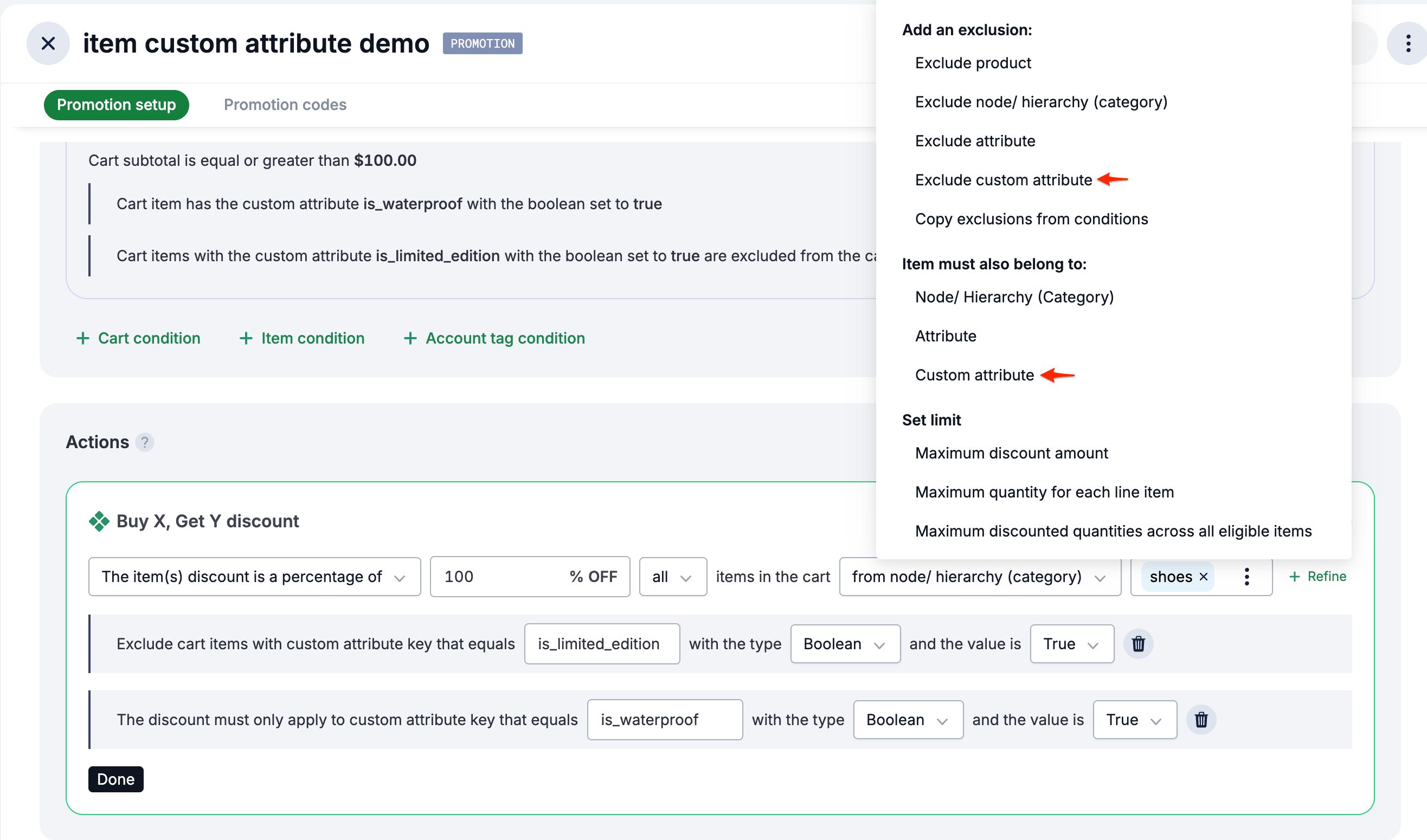 BXGY discount with item custom attribute