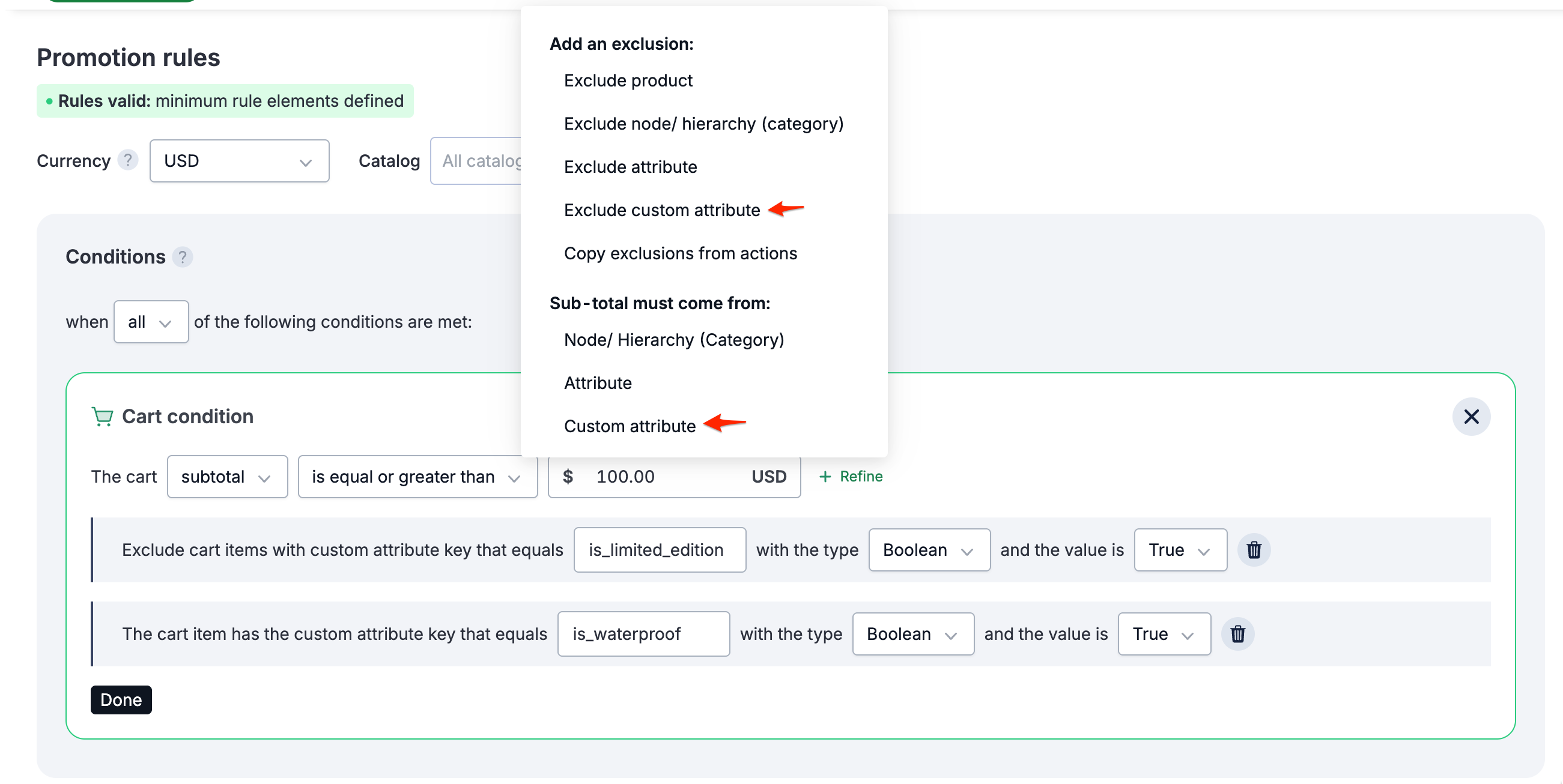 Item Condition with Custom Attribute