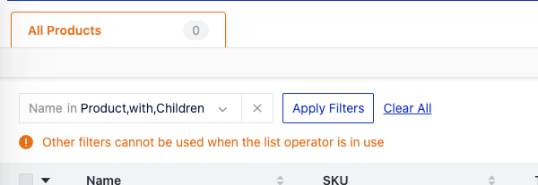 list filter error